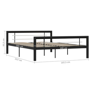 Bettgestell Schwarz und Weiß Metall 160×200 cm