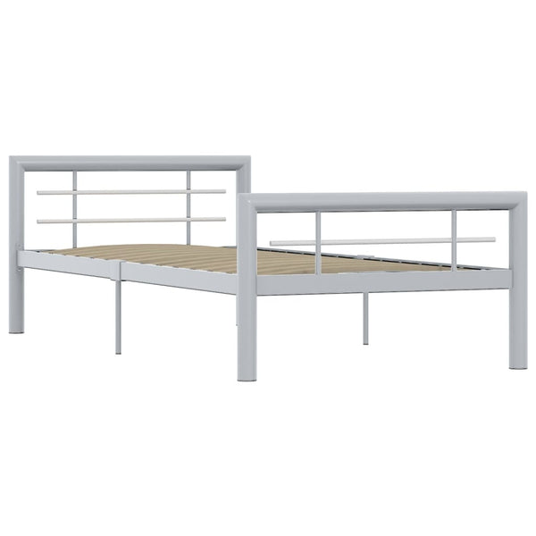Bettgestell Grau und Weiß Metall 90×200 cm