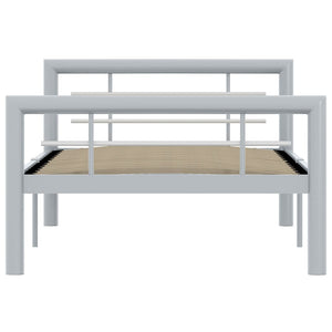 Bettgestell Grau und Weiß Metall 90×200 cm