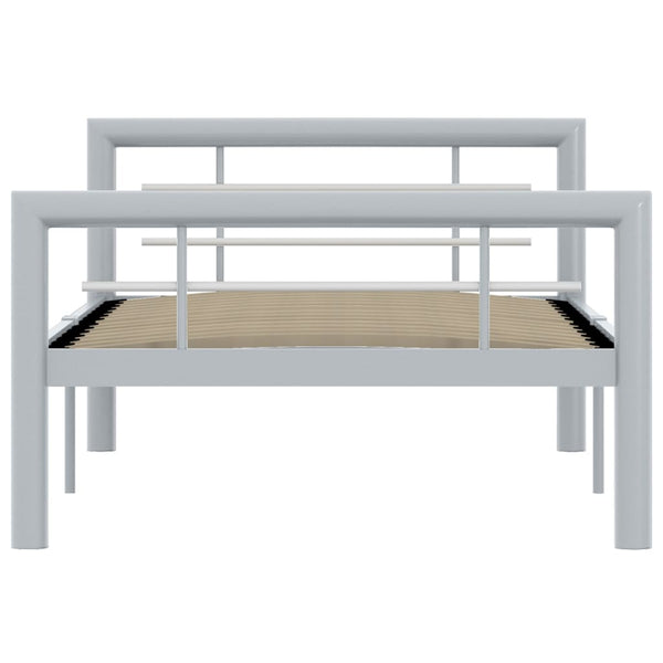 Bettgestell Grau und Weiß Metall 90×200 cm