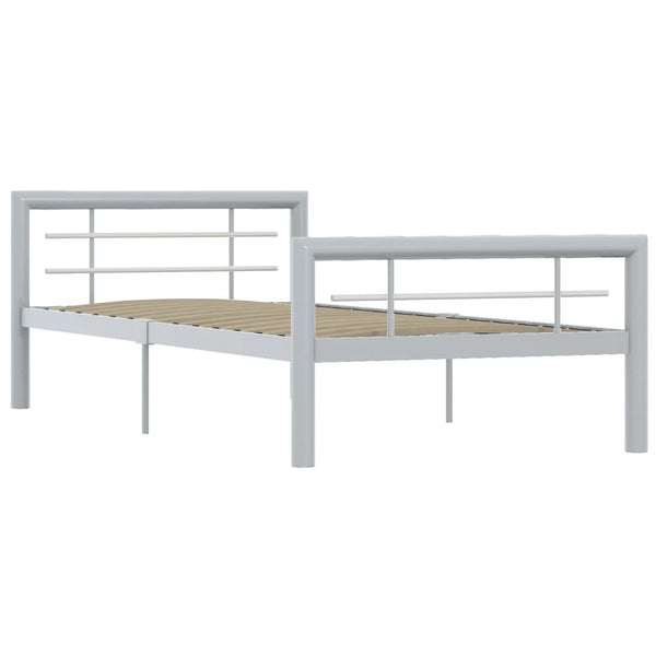 Bettgestell Grau und Weiß Metall 100 × 200 cm