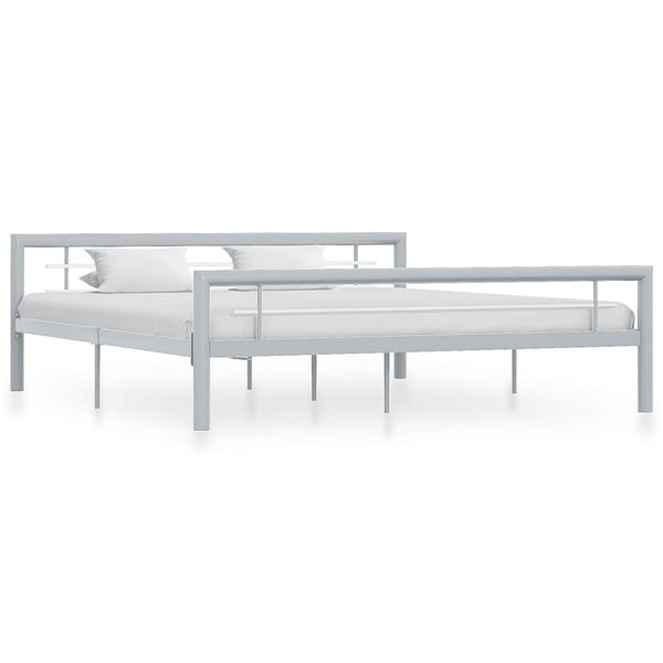 Bettgestell Grau und Weiß Metall 180 × 200 cm