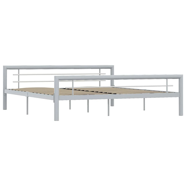 Bettgestell Grau und Weiß Metall 180 × 200 cm