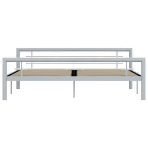 Bettgestell Grau und Weiß Metall 180 × 200 cm