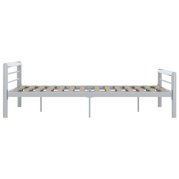 Bettgestell Grau und Weiß Metall 180 × 200 cm