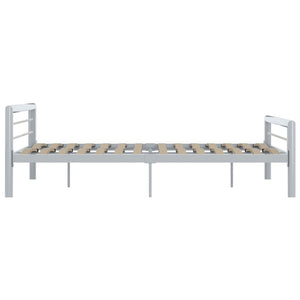 Bettgestell Grau und Weiß Metall 180 × 200 cm