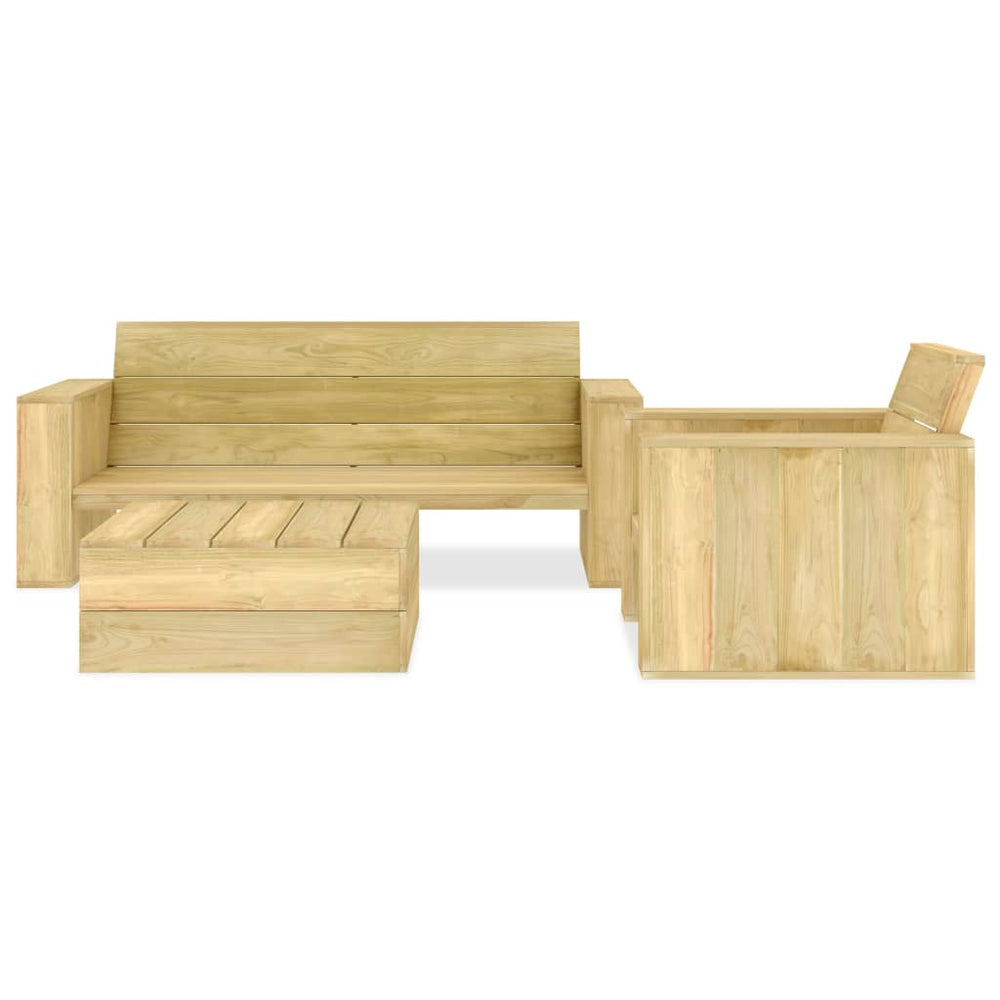 vidaXL Salon de jardin 3 pièces en pin imprégné
