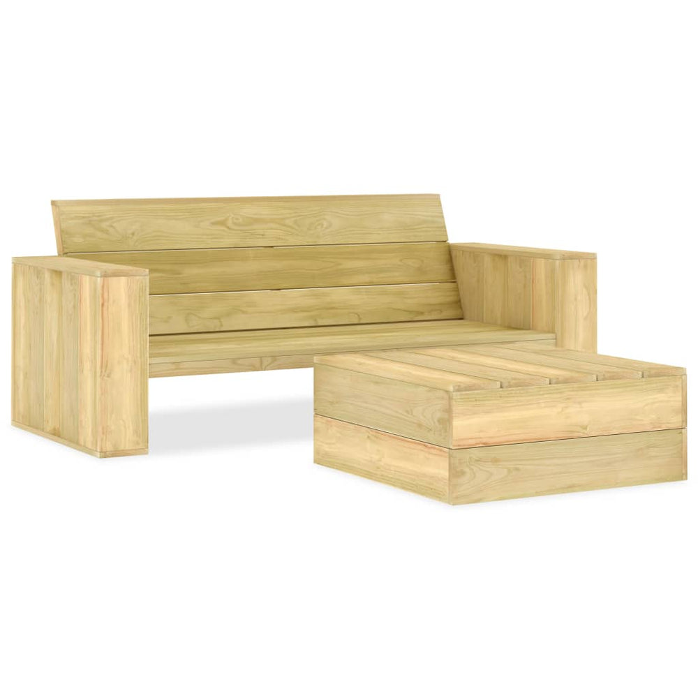vidaXL Salon de jardin 2 pcs en pin imprégné