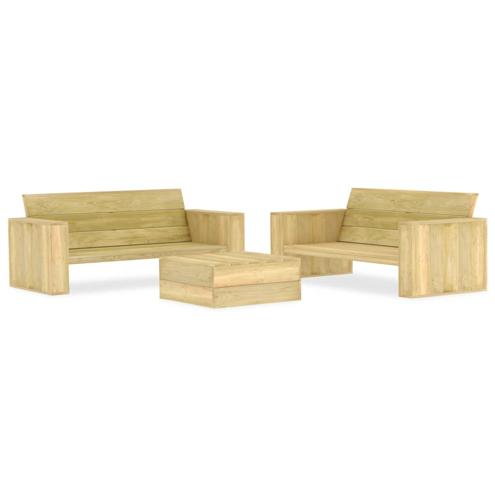 vidaXL Salon de jardin 3 pièces en pin imprégné
