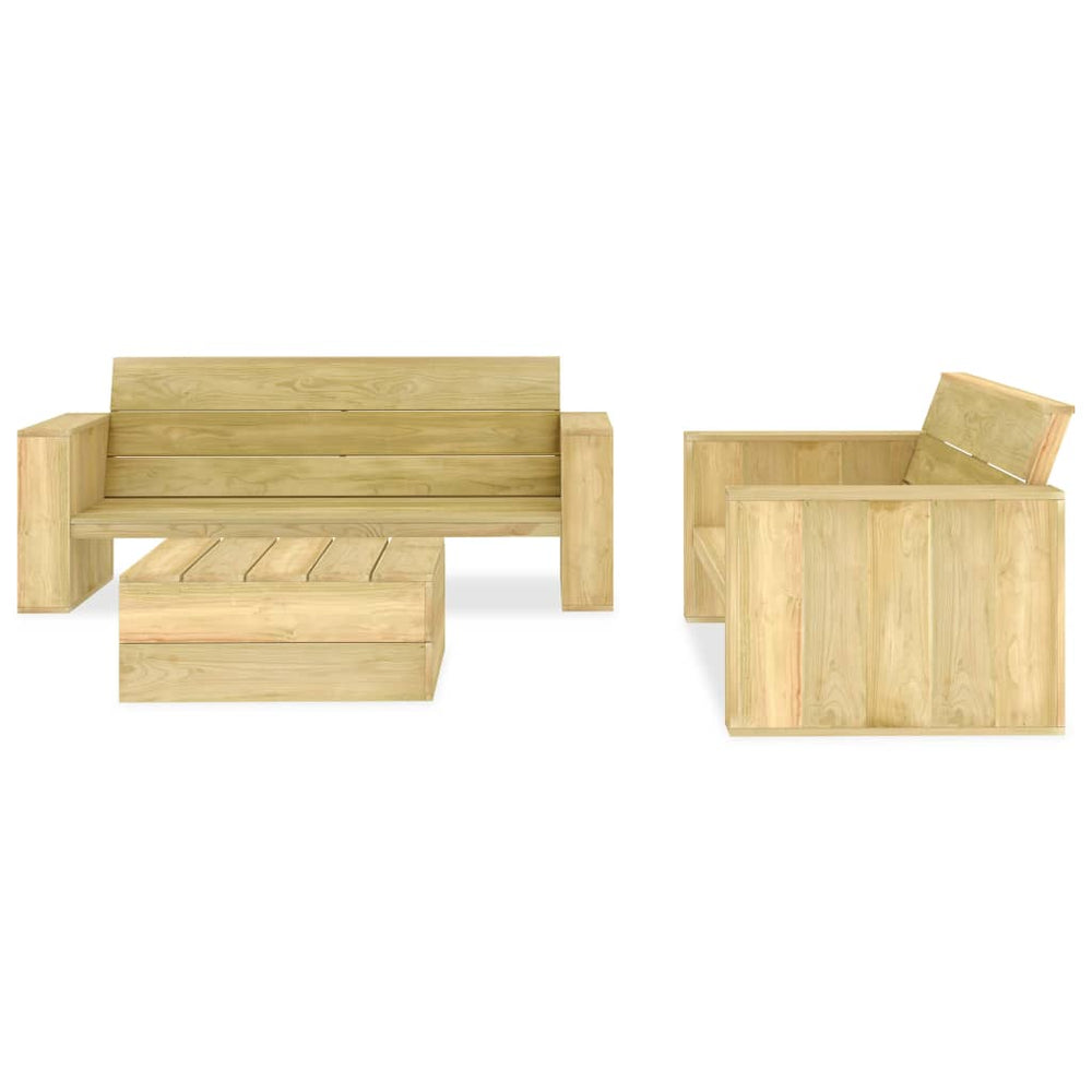 vidaXL Salon de jardin 3 pièces en pin imprégné