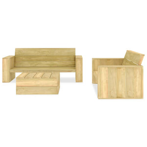 3-tlg. Garten-Lounge-Set Kiefernholz Imprägniert