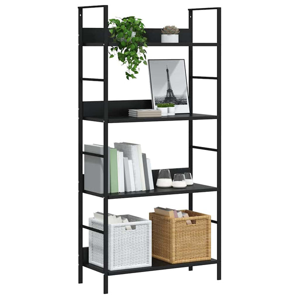 Bücherregal 4 Regalböden Schwarz 60×27,6×124,5 cm Holzwerkstoff