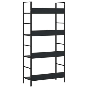 Bücherregal 4 Regalböden Schwarz 60×27,6×124,5 cm Holzwerkstoff