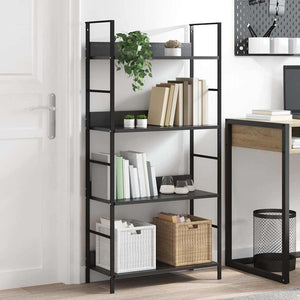 Bücherregal 4 Regalböden Schwarz 60×27,6×124,5 cm Holzwerkstoff