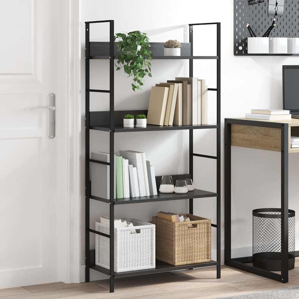 Bücherregal 4 Regalböden Schwarz 60×27,6×124,5 cm Holzwerkstoff
