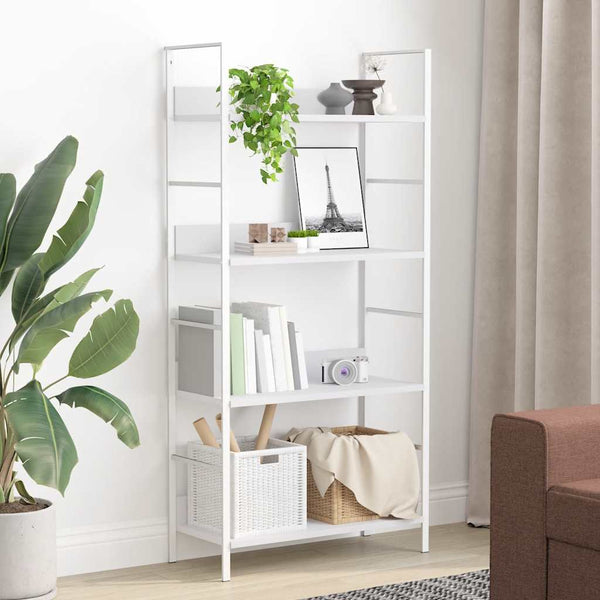 Bücherregal 4 Regalböden Weiß 60×27,6×124,5 cm Holzwerkstoff