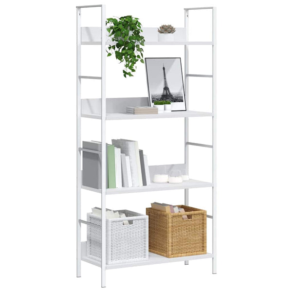 Bücherregal 4 Regalböden Weiß 60×27,6×124,5 cm Holzwerkstoff