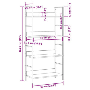 Bücherregal 4 Regalböden Weiß 60×27,6×124,5 cm Holzwerkstoff