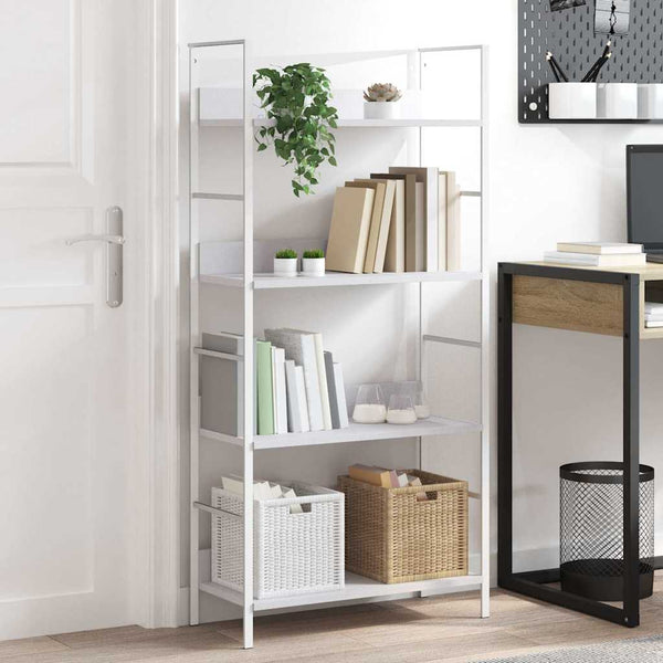 Bücherregal 4 Regalböden Weiß 60×27,6×124,5 cm Holzwerkstoff