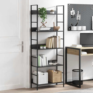 Bücherregal 5 Regalböden Schwarz 60x27,6x158,5 cm Holzwerkstoff
