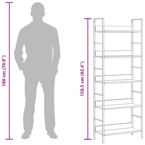 Bücherregal 5 Regalböden Schwarz 60x27,6x158,5 cm Holzwerkstoff