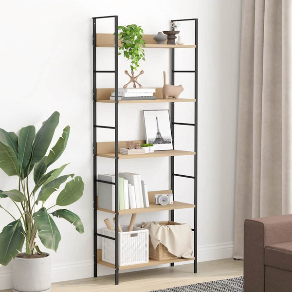 Bücherregal 5 Regalböden Eiche 60x27,6x158,5 cm Holzwerkstoff