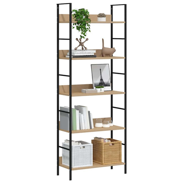 Bücherregal 5 Regalböden Eiche 60x27,6x158,5 cm Holzwerkstoff