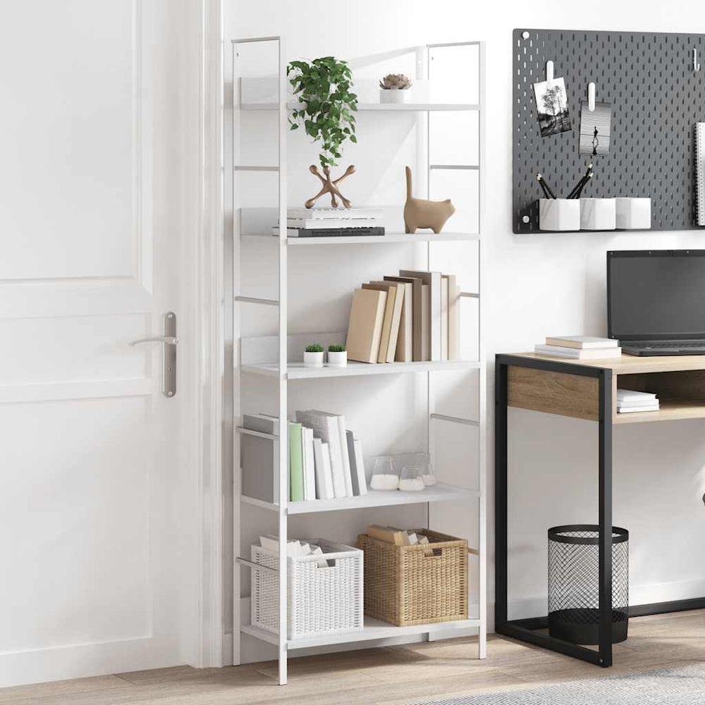 Bücherregal 5 Regalböden Weiß 60x27,6x158,5 cm Holzwerkstoff