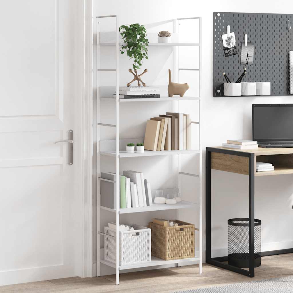 Bücherregal 5 Regalböden Weiß 60x27,6x158,5 cm Holzwerkstoff