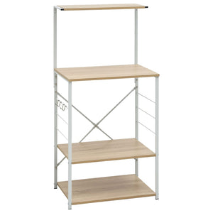 Mikrowellenregal Weiß Eiche-Optik 60x39,6x123 cm Holzwerkstoff