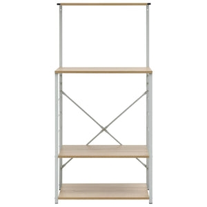 Mikrowellenregal Weiß Eiche-Optik 60x39,6x123 cm Holzwerkstoff