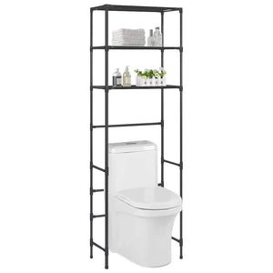Toilettenregal 3 Ablagen Schwarz 53x28x169 cm