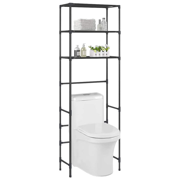 Toilettenregal 3 Ablagen Schwarz 53x28x169 cm