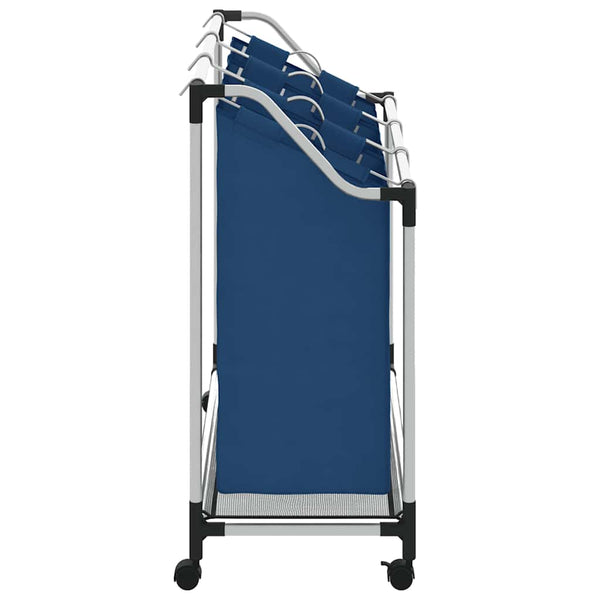 Wäschesortierer mit 3 Taschen Blau Stahl