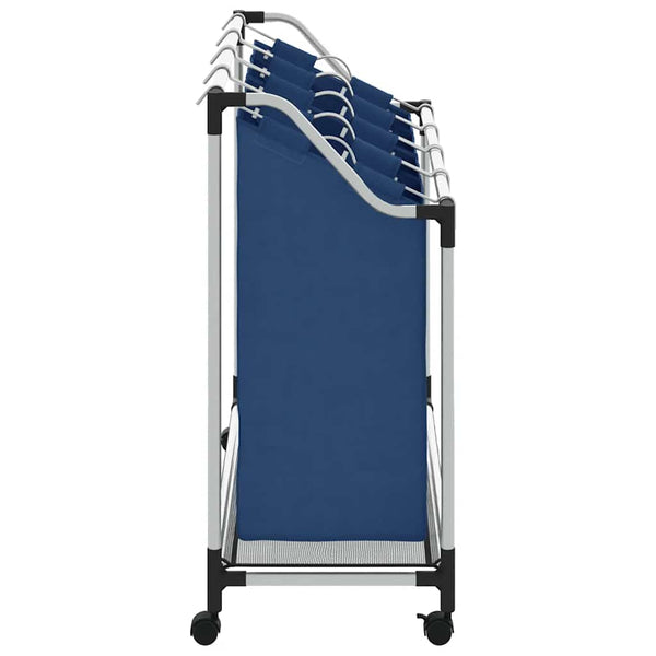 Wäschesortierer mit 4 Taschen Blau Stahl
