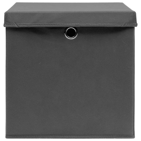 Aufbewahrungsboxen mit Deckeln 10 Stk. Grau 32x32x32 cm Stoff
