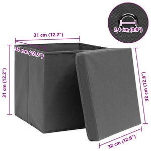Aufbewahrungsboxen mit Deckeln 10 Stk. Grau 32x32x32 cm Stoff