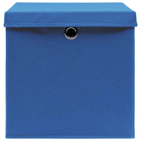 Aufbewahrungsboxen mit Deckeln 4 Stk. Blau 32x32x32 cm Stoff