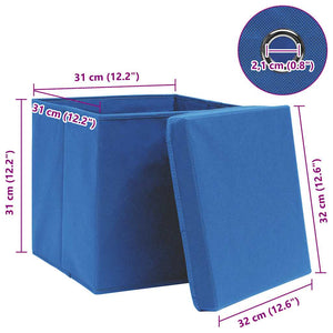 Aufbewahrungsboxen mit Deckeln 4 Stk. Blau 32x32x32 cm Stoff
