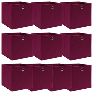 Aufbewahrungsboxen 10 Stk. Dunkelrot 32x32x32 cm Stoff
