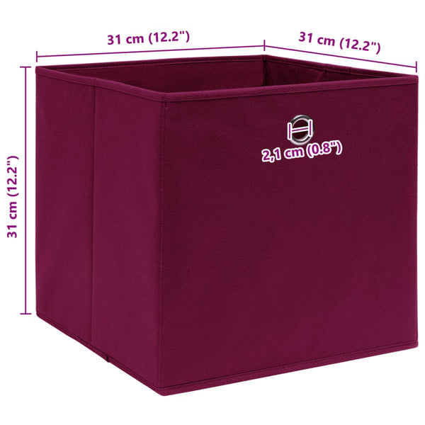 Aufbewahrungsboxen 10 Stk. Dunkelrot 32x32x32 cm Stoff