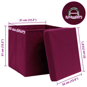 Aufbewahrungsboxen mit Deckeln 10 Stk. Dunkelrot 32x32x32cm
