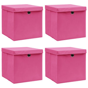 Aufbewahrungsboxen mit Deckeln 4 Stk. Rosa 32x32x32 cm Stoff