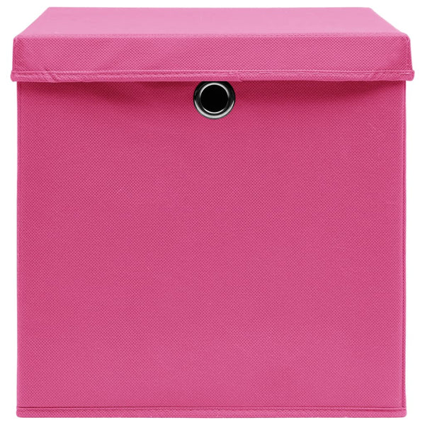 Aufbewahrungsboxen mit Deckeln 10 Stk. Rosa 32x32x32 cm Stoff