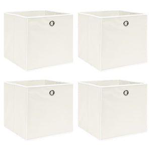 Aufbewahrungsboxen 4 Stk. Weiß 32x32x32 cm Stoff