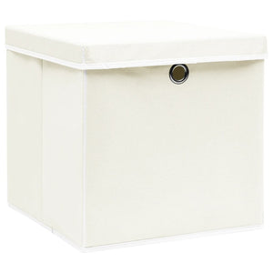 Aufbewahrungsboxen mit Deckeln 4 Stk. Weiß 32x32x32 cm Stoff