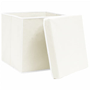 Aufbewahrungsboxen mit Deckeln 4 Stk. Weiß 32x32x32 cm Stoff