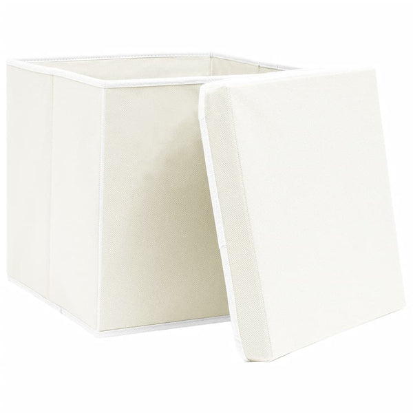 Aufbewahrungsboxen mit Deckeln 4 Stk. Weiß 32x32x32 cm Stoff