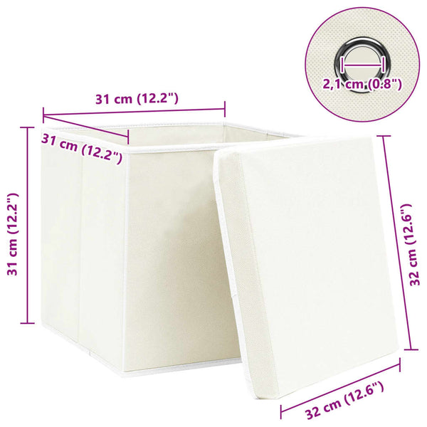 Aufbewahrungsboxen mit Deckeln 4 Stk. Weiß 32x32x32 cm Stoff