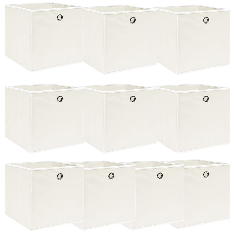 Aufbewahrungsboxen 10 Stk. Weiß 32x32x32 cm Stoff